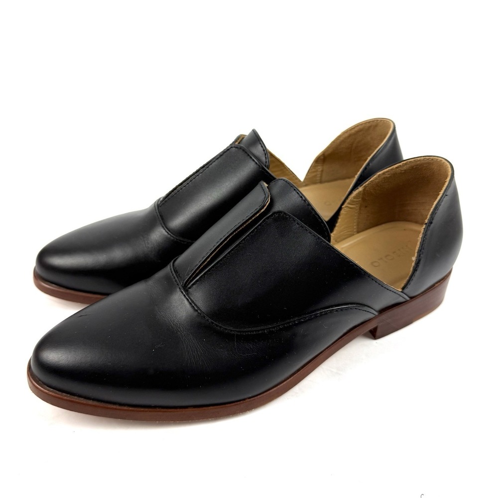Nisolo Emma D'Orsay Shoes 7.5 Black Leather Slip On Elf Oxford Loafer Womens